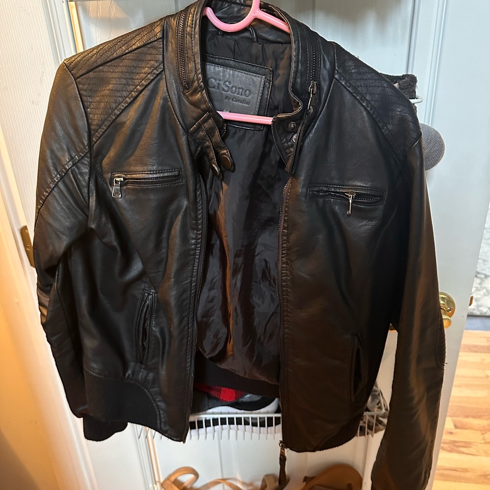 Faux leather coat